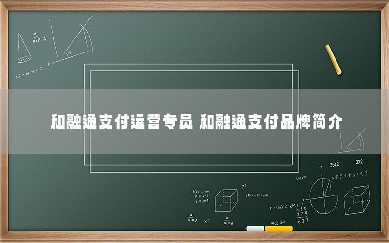 和融通支付运营专员 和融通支付品牌简介